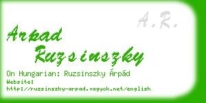 arpad ruzsinszky business card